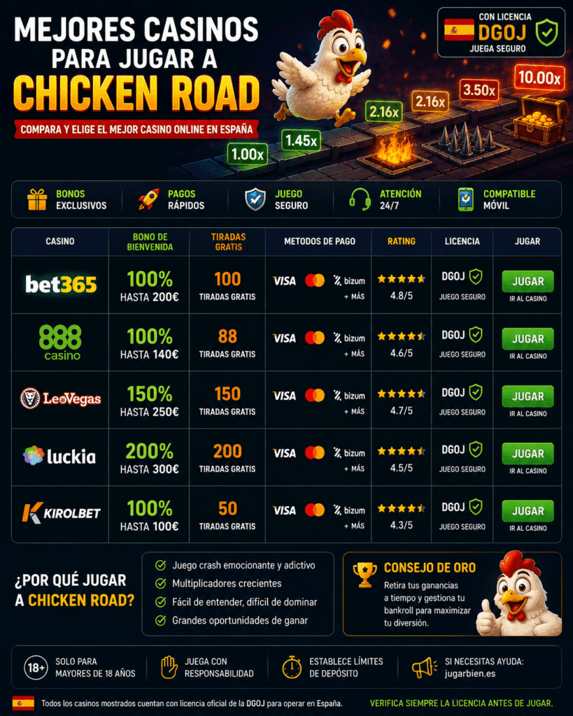 Mejores Casinos para Jugar a Chicken Road en España